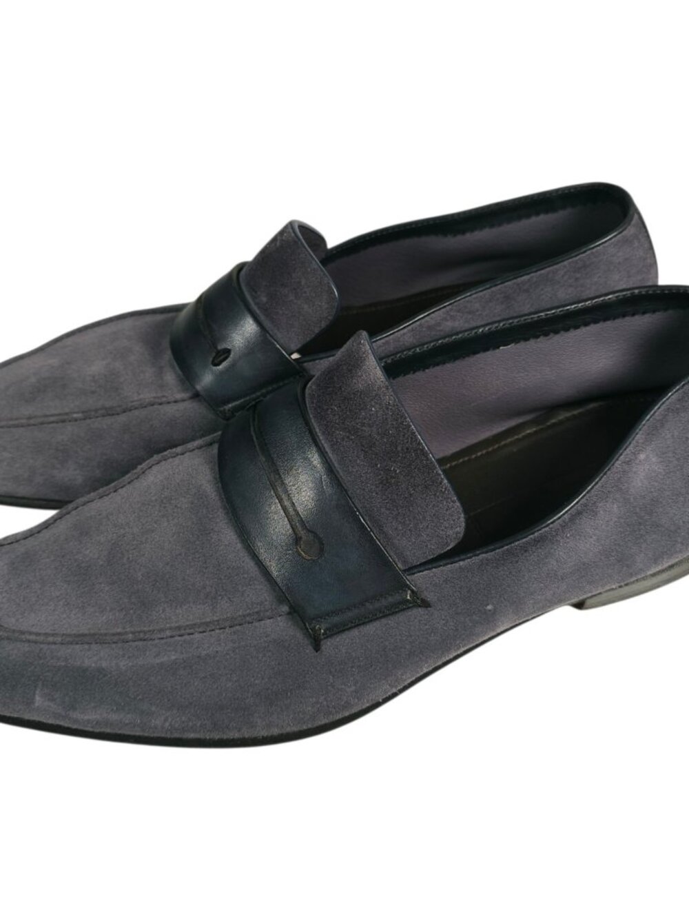 ERMENEGILDO ZEGNA Asola Loafers Blue Suede Soft Leather Size US 8